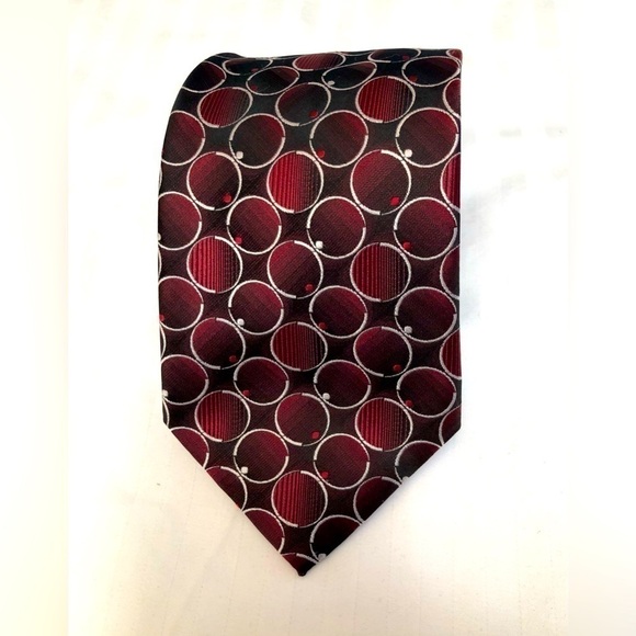 Pierre Cardin Red White Circles Dots Shapes Necktie Tie 3.5" Width 56" Length - Picture 1 of 16